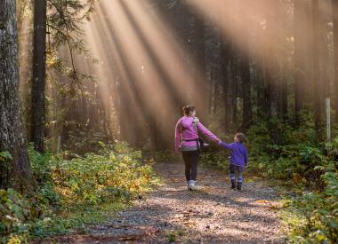 Family in forest